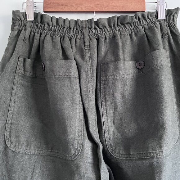 Wrap London 100% Linen Tapered Trousers Olive Green Utility Style Size 8 - Picture 7 of 10